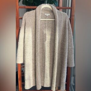 Garnet Hill Sparkling Open Front Wool Blend Cardigan